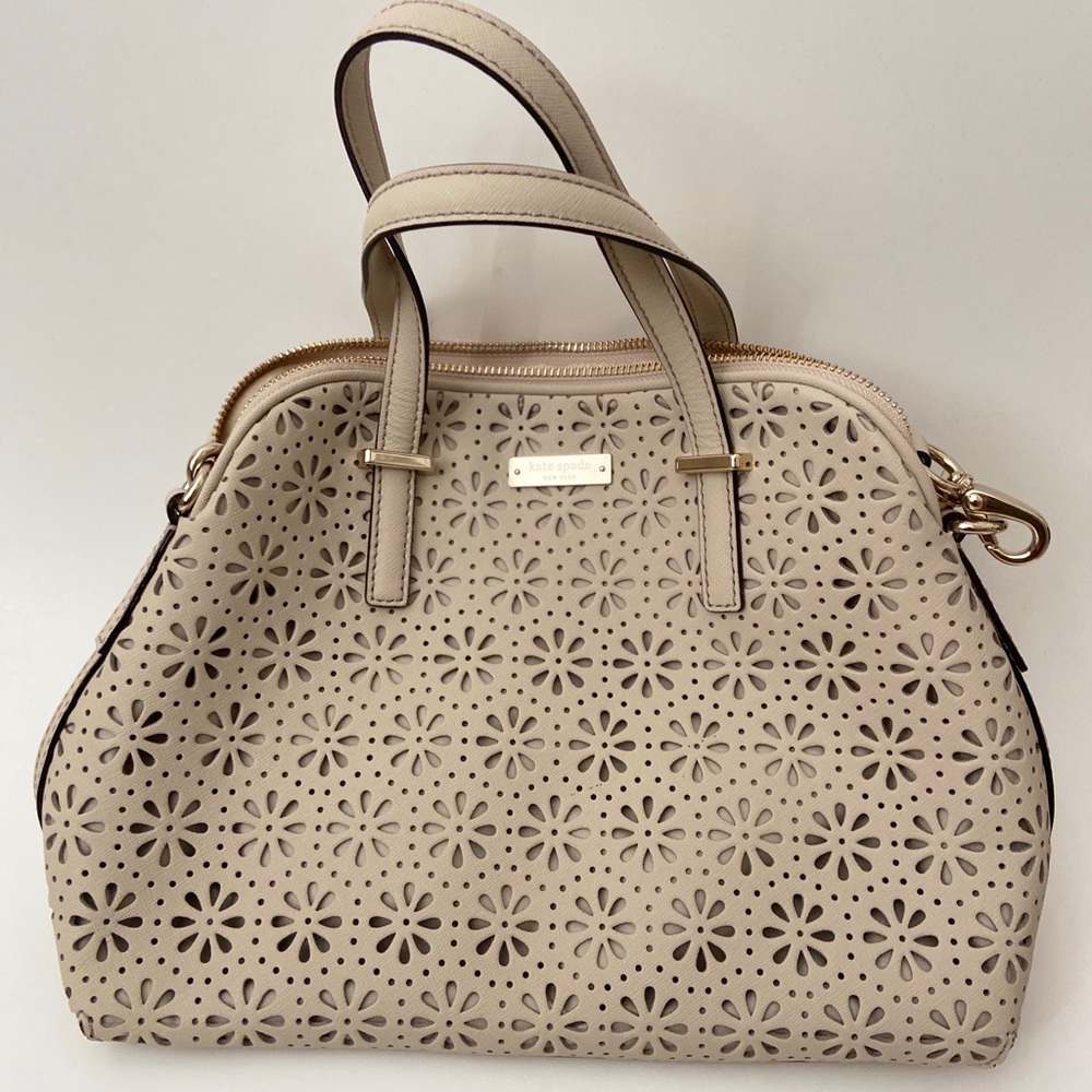 NWOT Kate Spade beige floral satchel bag
